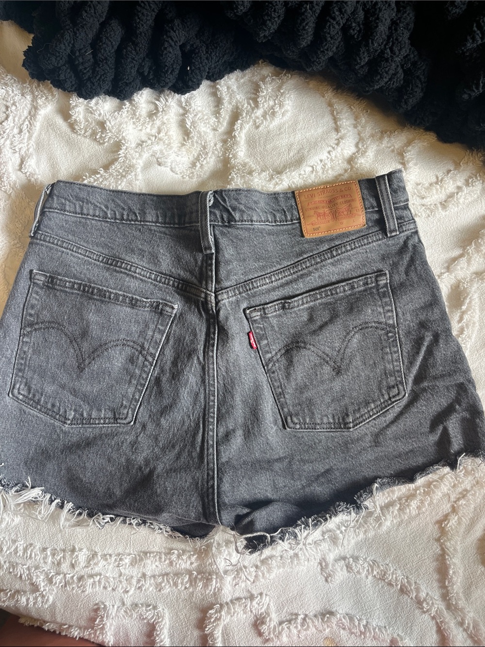 Levi's Washed Black/Gray High-Rise Cutoff Denim Shorts